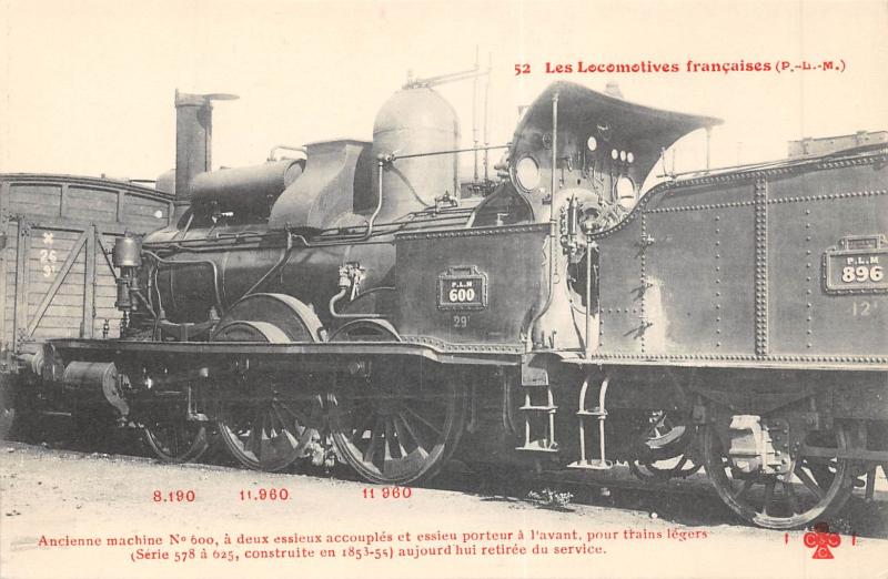 Carte postale ancienne Train - Les Locomotives Francaises (P.L.M.) - Anciennmachine N°600