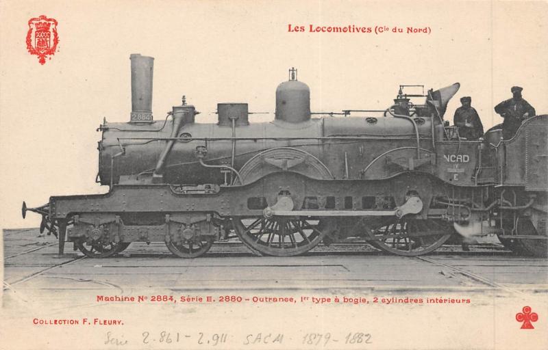 Carte postale ancienne Train - Les Locomotives Francaises (Cie Du Nord) - Machine N°2884 Outrance