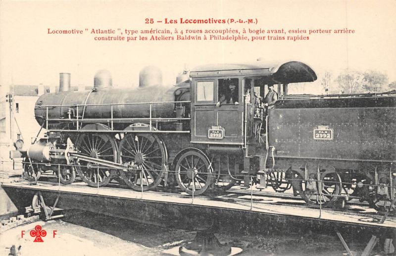 Carte postale ancienne Train - Les Locomotives (P.L.M.) - Locomotive Atlantic Type Americain