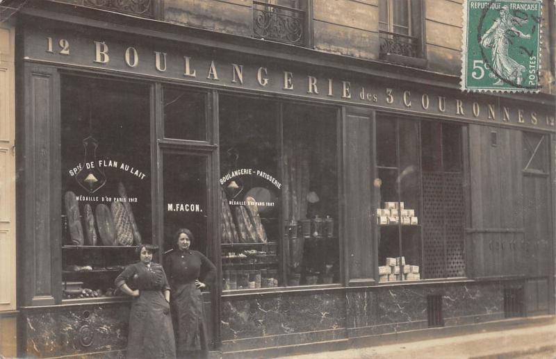 Carte postale ancienne Paris XIe - Carte Photo - M.facon - Boulangerie Des 3 Couronnes - Rue Des à Paris 11e