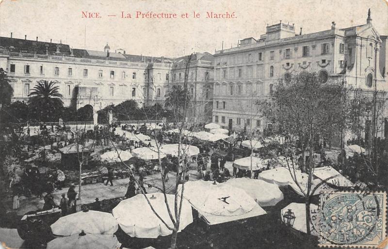 Carte postale ancienne Nice - La Prefecture Et Le Marche à Nice