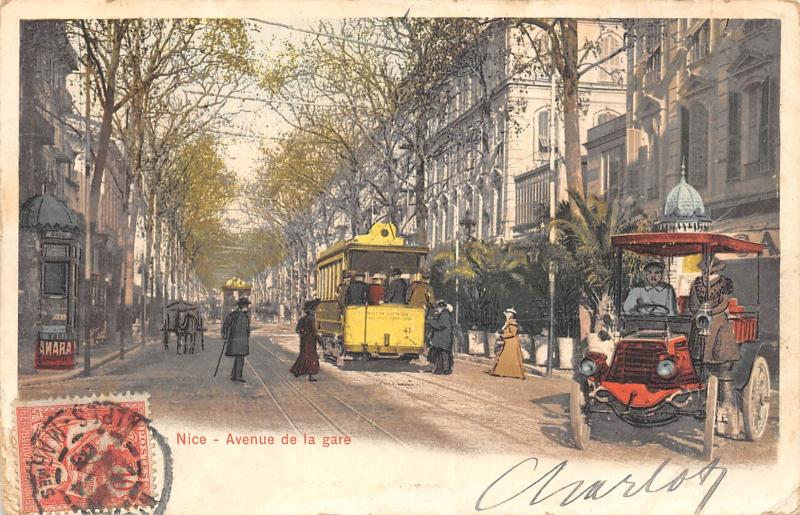 Carte postale ancienne Nice - Avenue De La Gare à Nice
