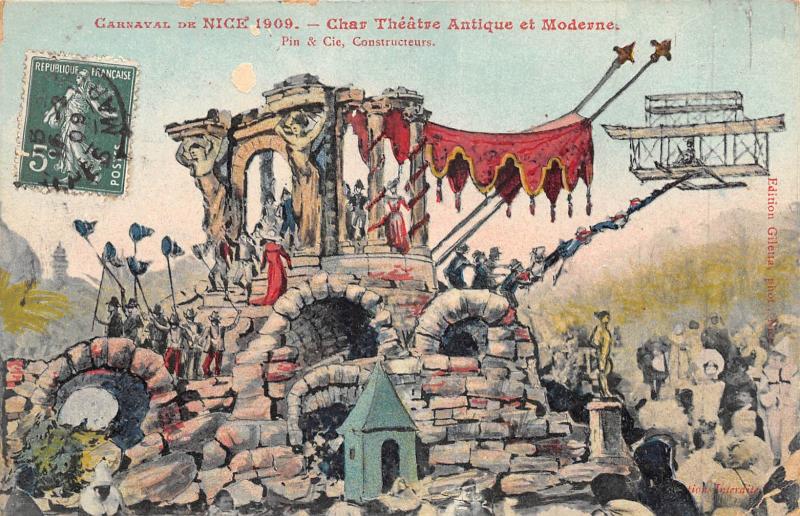 Carte postale ancienne Carnaval De Nice 1909 - Char Antique