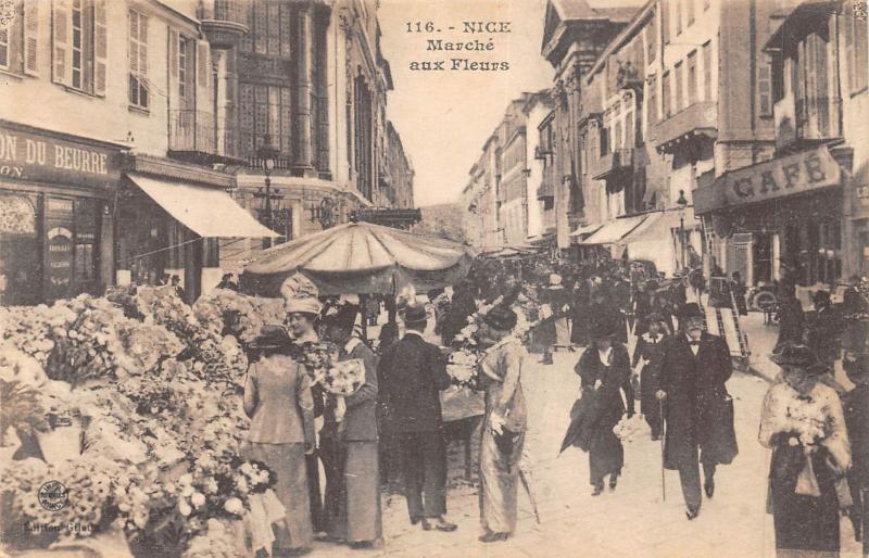 Carte postale ancienne Nice - Marche Aux Fleurs à Nice