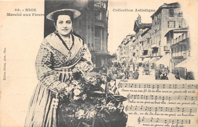 Carte postale ancienne Nice - Marche Aux Fleurs à Nice