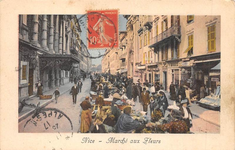 Carte postale ancienne Nice - Marche Aux Fleurs à Nice