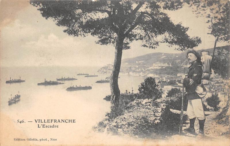 Carte postale ancienne Villefranche - L'Escadre