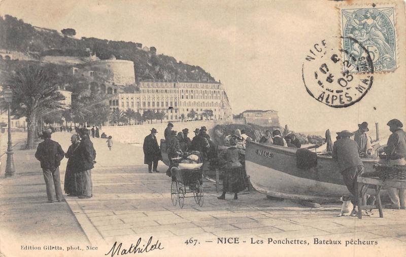 Carte postale ancienne Nice - Les Ponchettes - Bateaux Pecheurs à Nice