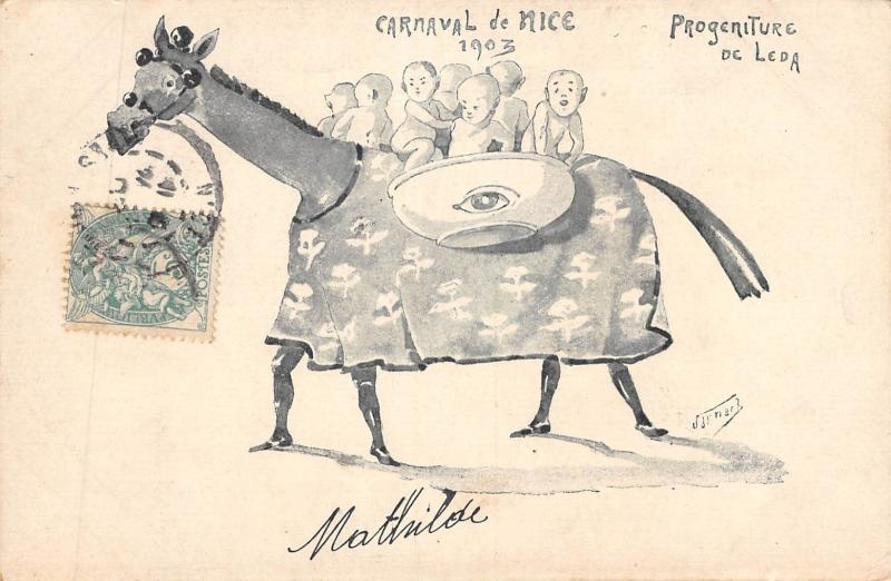 Carte postale ancienne Carnaval De Nice 1903 - Cpa Illustrateur - Progeniture De Leda