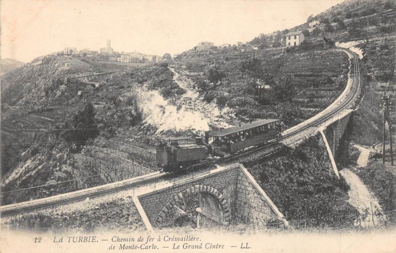 Carte postale ancienne La Turbie - Chemin De Fer A Cremaillere De Monte Carlo - Le Grand Cintre à La Turbie