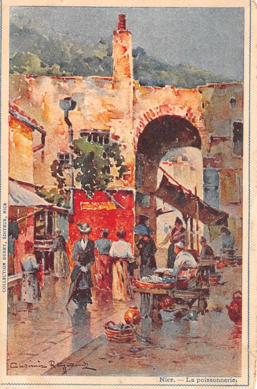 Carte postale ancienne Nice - Cpa Illustrateur - Casimir Raymond - La Poissonnerie à Nice