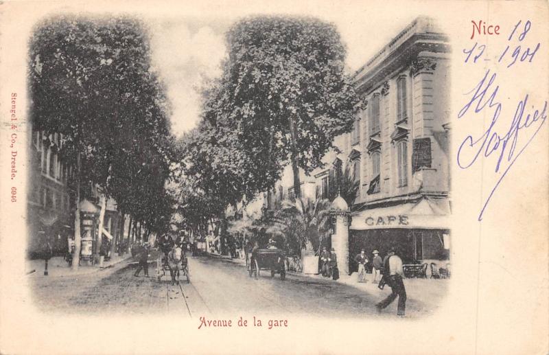Carte postale ancienne Nice - Avenue De La Gare à Nice