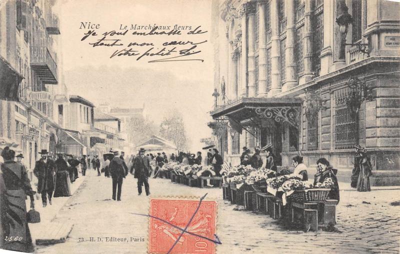Carte postale ancienne Nice - Le Marche Aux Fleurs à Nice