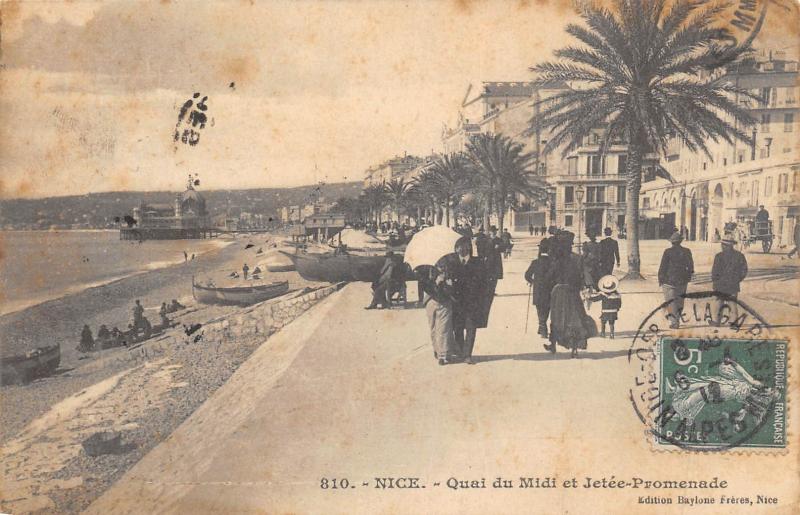 Carte postale ancienne Nice - Quai Du Midi Et Jetee Promenade à Nice