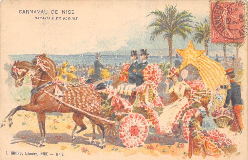 Carte postale ancienne Carnaval De Nice - Cpa Illustrateur - Bataille De Fleurs