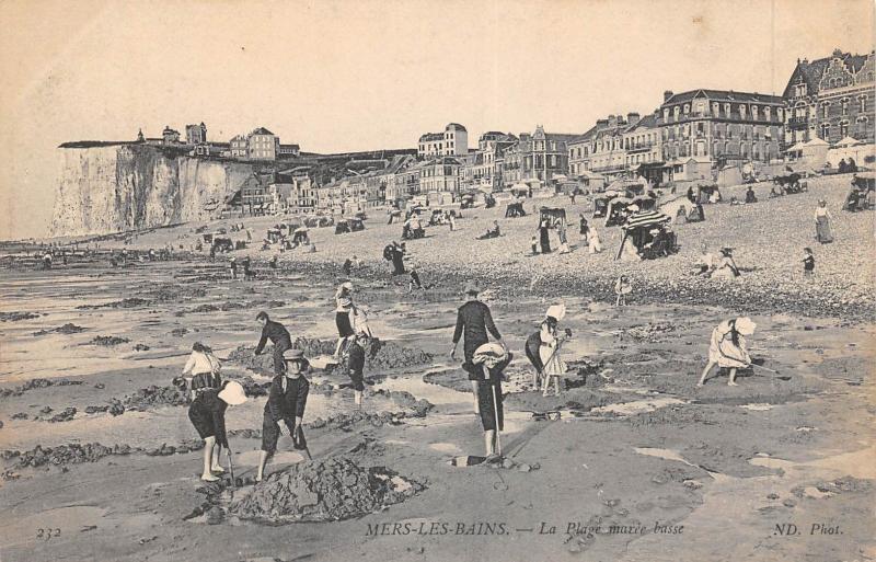 Carte postale ancienne Mers Les Bains - La Plage Maree Basse à Mers-les-Bains