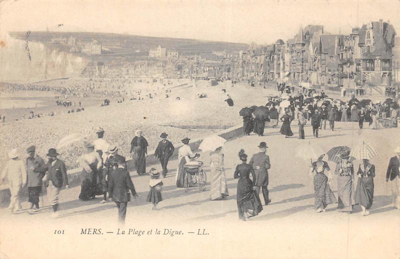 Carte postale ancienne Mers - La Plage Et La Digue