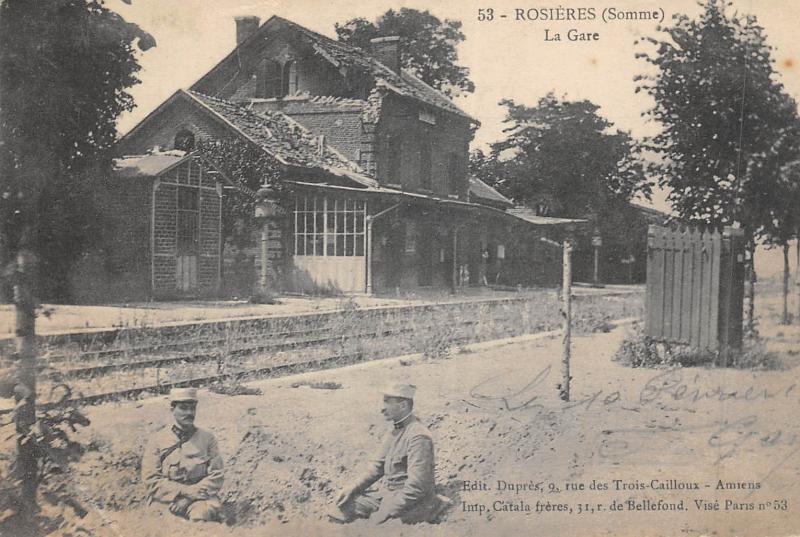 Carte postale ancienne Rosieres - La Gare