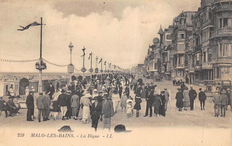 Carte postale ancienne Malo Les Bains - La Digue