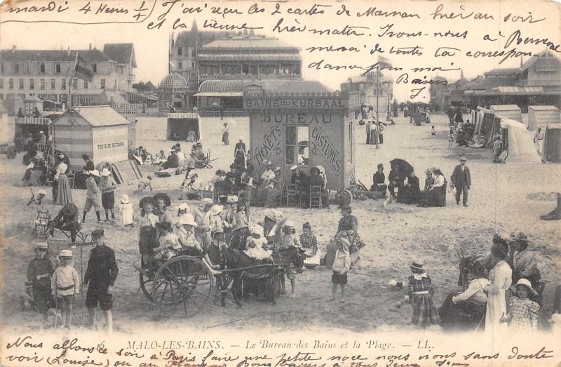 Carte postale ancienne Malo Les Bains - Le Bureau Des Bains Et La Plage