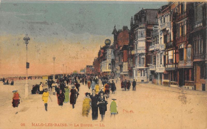 Carte postale ancienne Malo Les Bains - La Digue