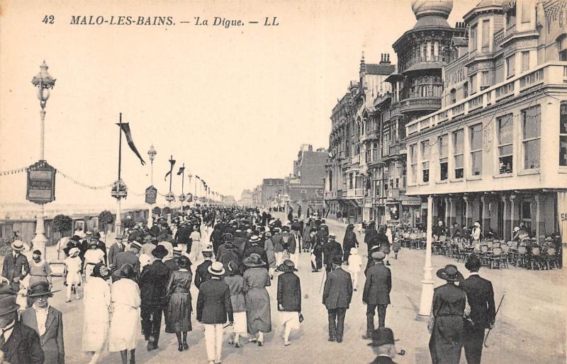 Carte postale ancienne Malo Les Bains - La Digue