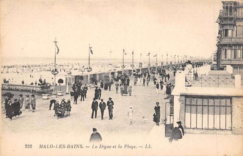 Carte postale ancienne Malo Les Bains - La Digue