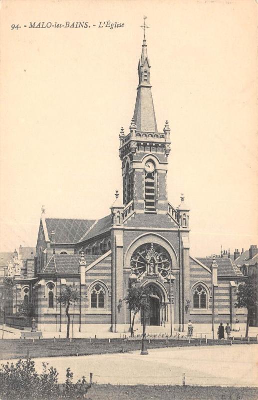 Carte postale ancienne Malo Les Bains - L'Eglise