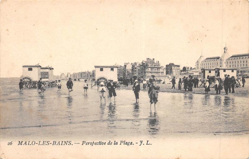 Carte postale ancienne Malo Les Bains - Perspective De La Plage