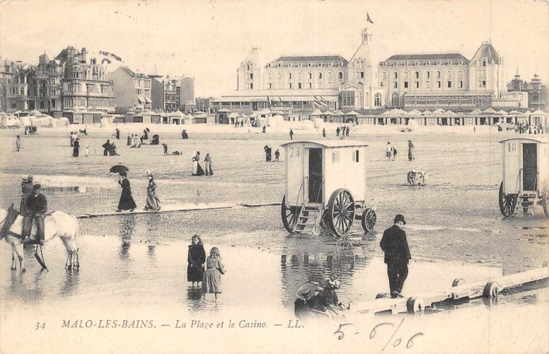 Carte postale ancienne Malo Les Bains - La Plage Et Le Casino