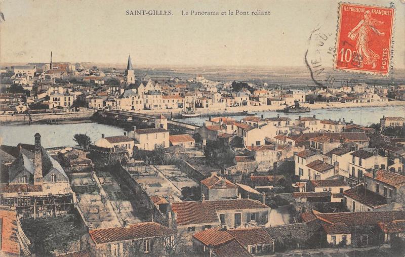 Carte postale ancienne Saint Gilles - Le Panorama Et Le Pont Reliant