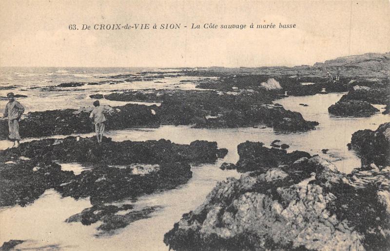 Carte postale ancienne De Croix De Vie A Sion - La Cote Sauvage A Maree Basse