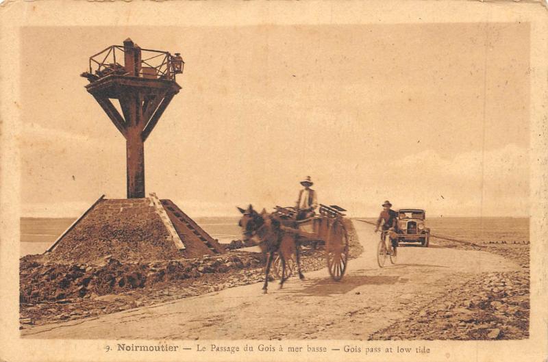 Carte postale ancienne Noirmoutier - Le Passage Du Gois A Mer Basse