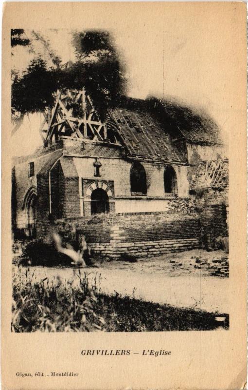 Carte postale ancienne Grivillers eglise à Grivillers