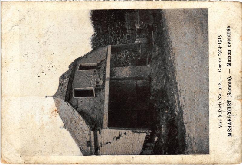 Carte postale ancienne Meharicourt maison eventree