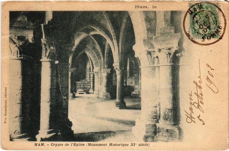 Carte postale ancienne Ham Crypte de l'eglise