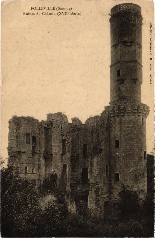 Carte postale ancienne Folleville Ruines du chateau à Folleville