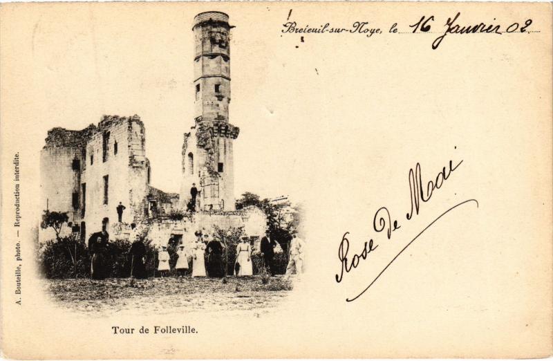 Carte postale ancienne Folleville la tour à Folleville