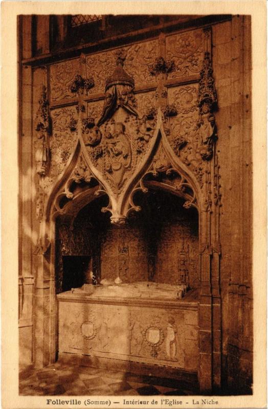 Carte postale ancienne Folleville interieur de l'eglise à Folleville
