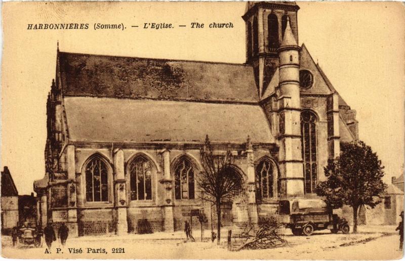 Carte postale ancienne Harbonnieres eglise