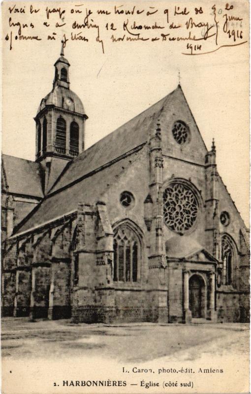 Carte postale ancienne Harbonnieres eglise