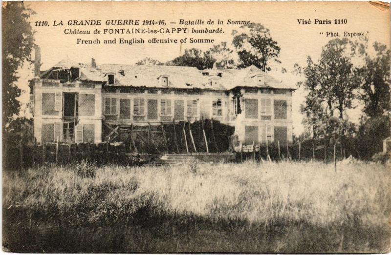 Carte postale ancienne Fontaine les Cappy le chateau à Cappy