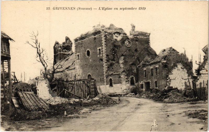 Carte postale ancienne Grivesnes eglise à Grivesnes