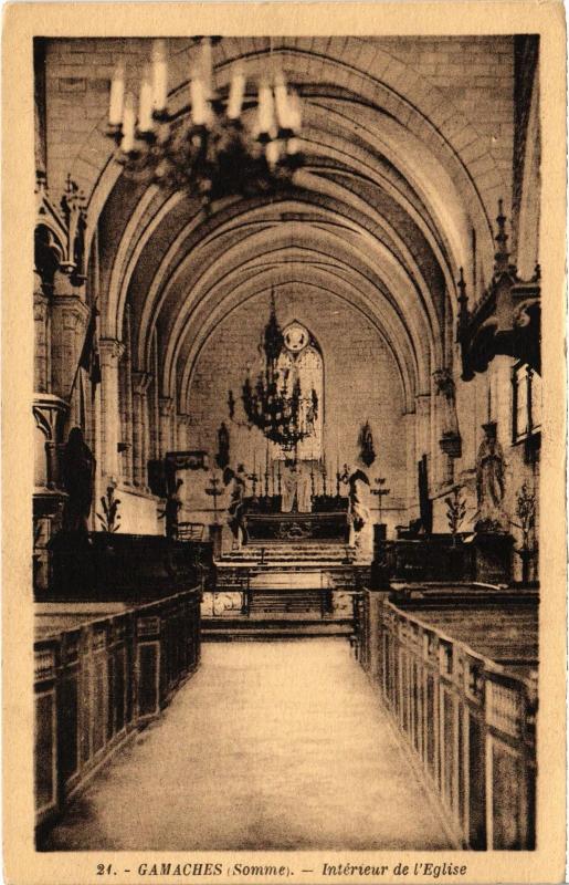 Carte postale ancienne Gamaches interieur de l'eglise à Gamaches
