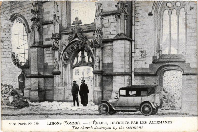 Carte postale ancienne Lihons eglise à Lihons