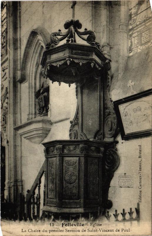 Carte postale ancienne Folleville eglise la Chaire à Folleville