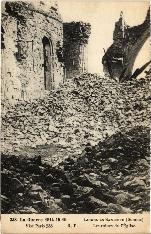 Carte postale ancienne Lihons les ruines de l'eglise à Lihons