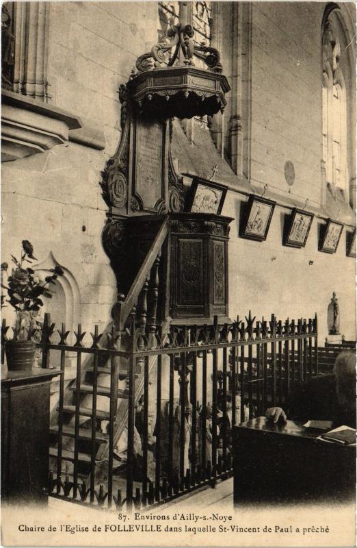 Carte postale ancienne Folleville Chaire de l'Eglise à Folleville