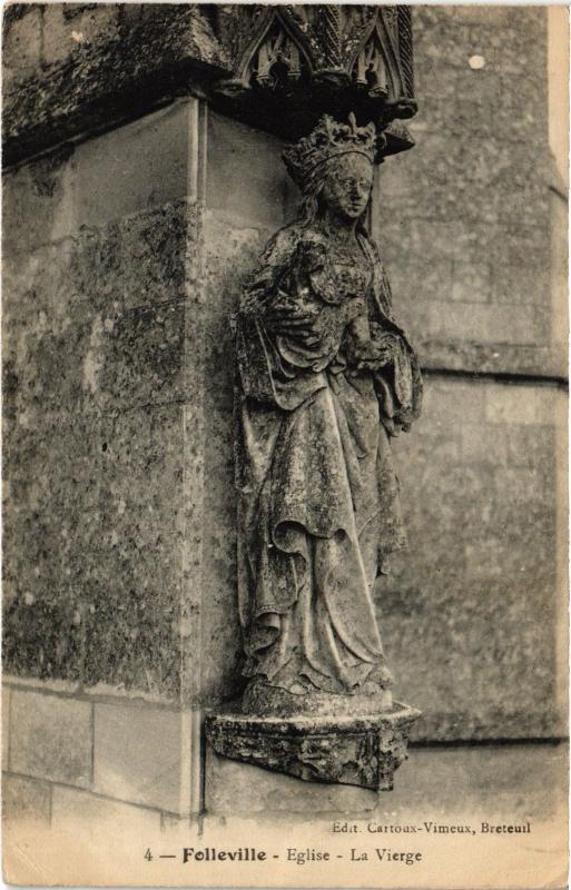 Carte postale ancienne Folleville eglise La Vierge à Folleville
