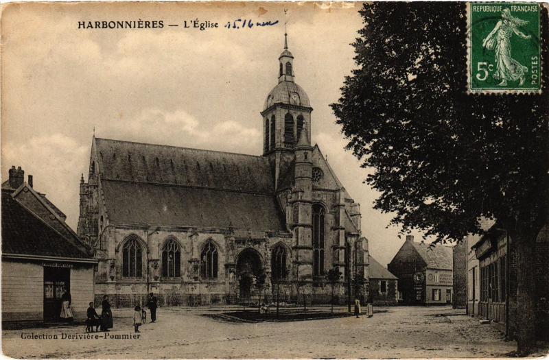 Carte postale ancienne Harbonnieres eglise